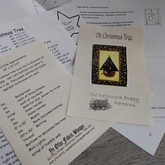 Vintage Christmas Tree Quilted Wall Hanging Sewing Pattern by Patchwork Puppy - Picture 7 of 8